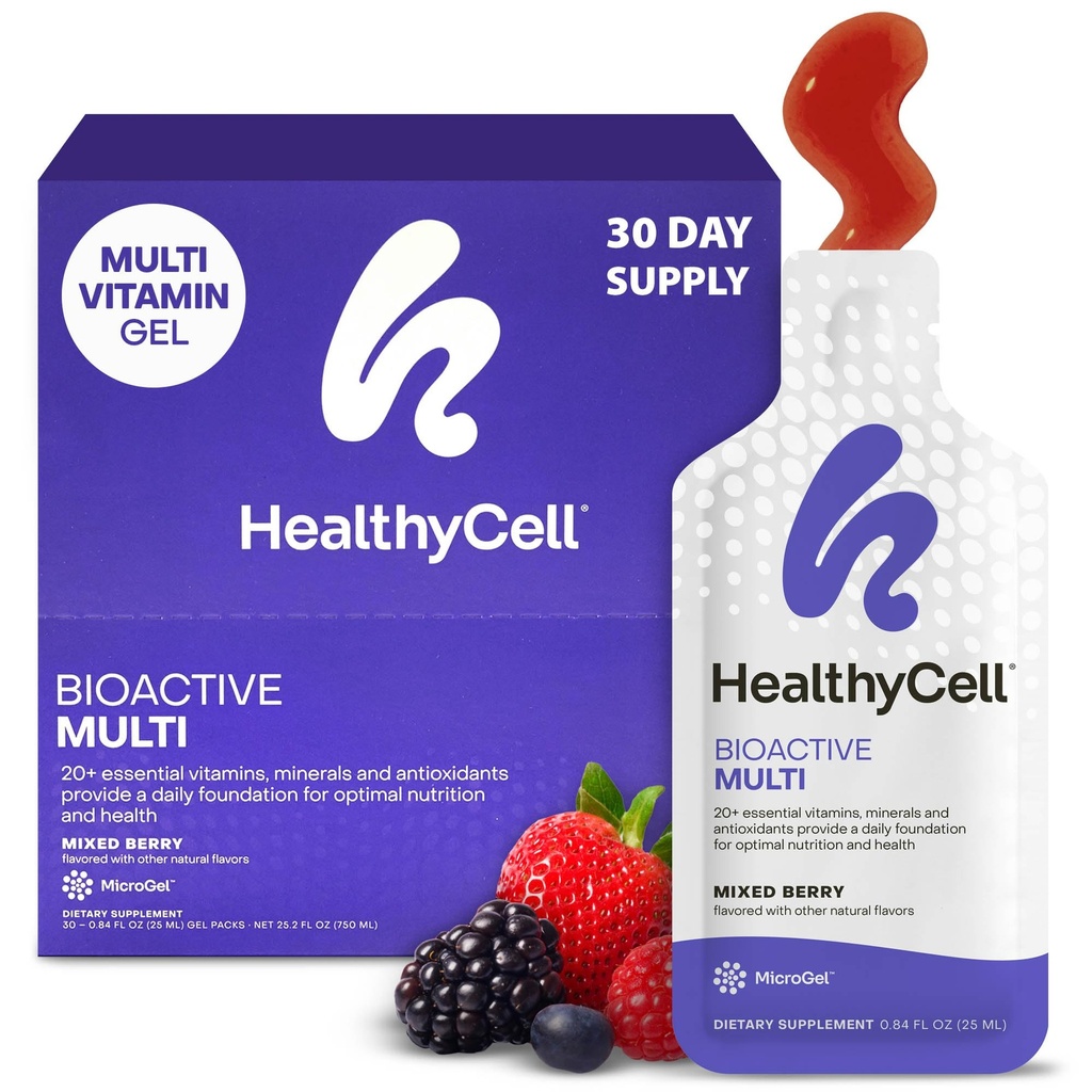Erkekler ve Kadınlar için Sağlıklı Günlük Sıvı Multivitamin - 20+ Temel Vitaminler, Beyin, Kalp, Immunity, Enerji, Skin & Saç Desteği - 30 Gel Paketleri
