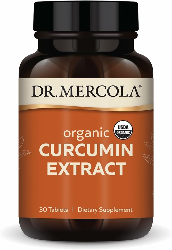 Dr. Mercola Organic Curcumin Extract, 30 σερβιέτες (30 δισκία), συμπλήρωμα διατροφής, μη ΓΤΟ, πιστοποιημένο USDA Organic