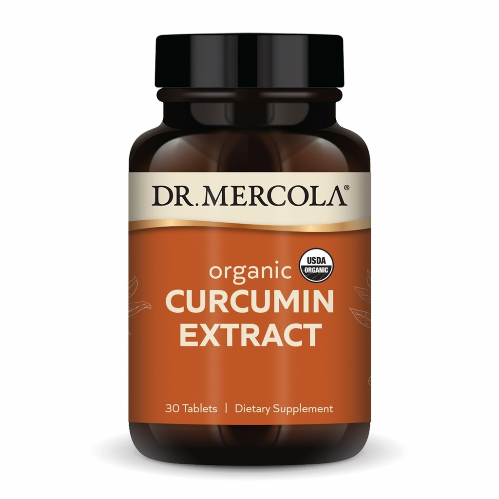 Dr. Mercola Organic Curcumin Extract, 30 σερβιέτες (30 δισκία), συμπλήρωμα διατροφής, μη ΓΤΟ, πιστοποιημένο USDA Organic