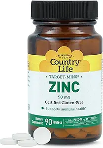 Country Life Target-Mins Zinc 50 mg 90 Tablets - Zinc Supplements for Immune Health - Zinc 50mg - Zinc Support