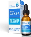 Bold Botanica D3-K2-A, Sıvı Vitamin Kompleksi, Organik Algae'den Vitamin K2 (MK7) ve Immune Desteği için A, Natural Orange Flavor, Tastes Delicious, 1 FL OZ. (30mL)