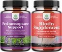 Kadınlar için Perimenopause Supplement - Multibenefit Menopause Relief for Women 120ct and Pure Biotin Pills for Women Men - Saçların Shiny Saç Büyümesi için Doğal Tamamını Durdurun