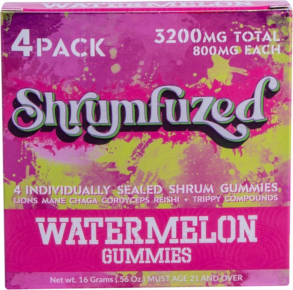 Perrietary Nootropic Gummy 3200 mg - Lion's Mane, Reishi, Chaga ve Cordycep Nootropic Tripe Mushroom 4, Watermelon)