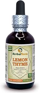 Θυμάρι Λεμονιού (Thymus x Citriodorus) Βάμμα, Βιολογικό Αποξηραμένο Βότανο Υγρό Εκχύλισμα (Όνομα: HerbalTerra, Περήφανα Κατασκευασμένο στις ΗΠΑ) 2 fl.oz (60 ml)