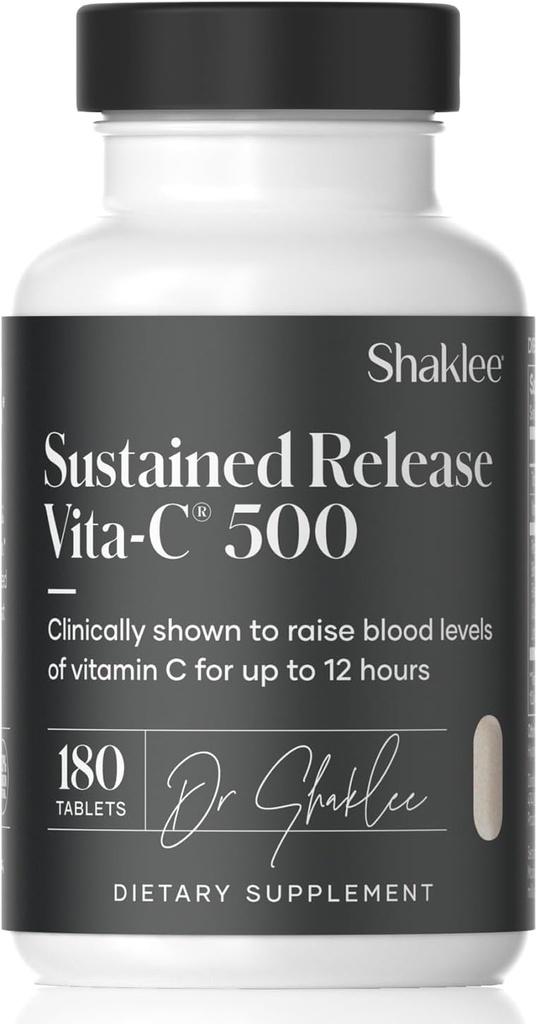 Shaklee - Sustained Release Vita-C® 500 mg - Yüksek Lisans Hücreleri ve Immune Support Formula with Proprietary Sustained-Release System - Hip Roses and Bioflavonoid - 180 Tabletler