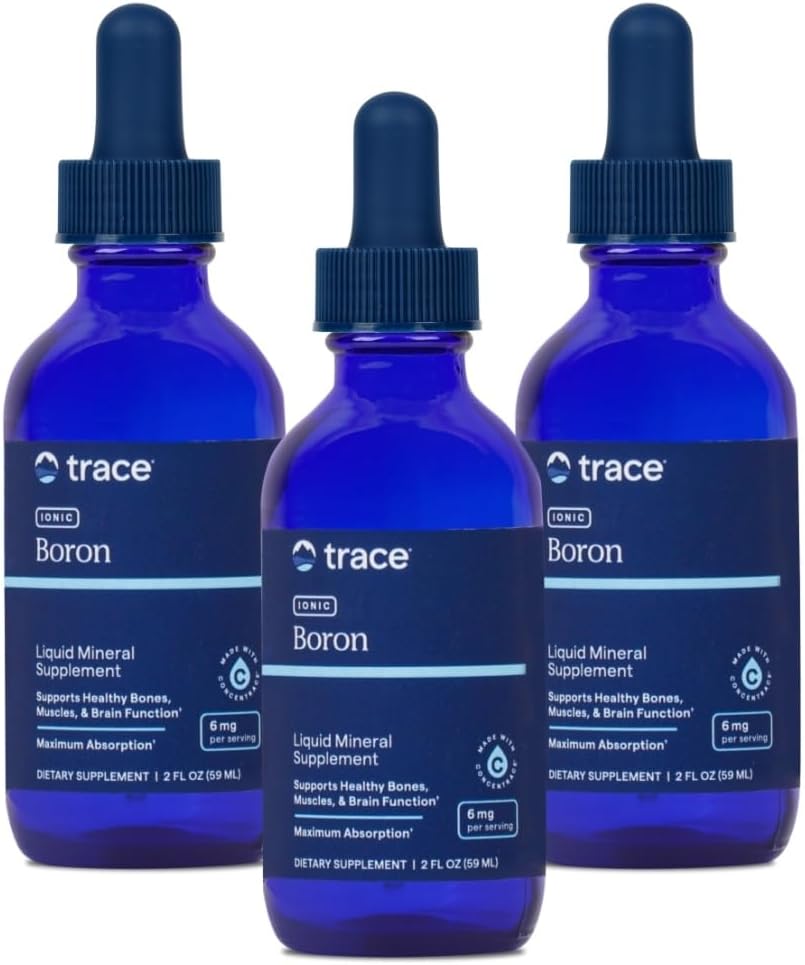 Trace Minerals | Sıvı Ionic Boron | 6 mg Boron | Supports Normal Bone Metabolism, Brain Function & Commons | Ionic Trace Minerals, Magnezyum + Chloride | 144 Hizmet, 2 f oz (3 Pack)