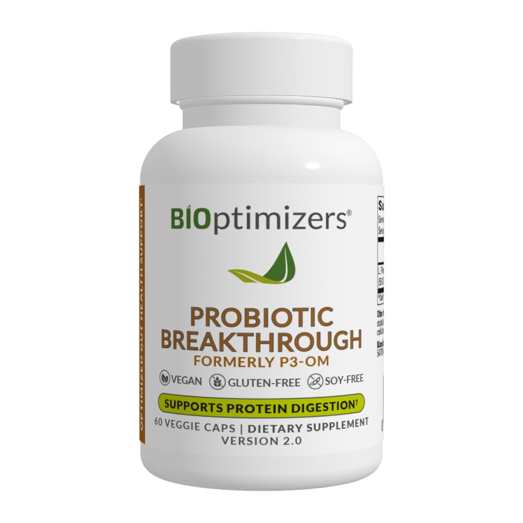 BiOptimizers Probiyotik Breakthrough – Lactobacillus Plantarum OM Probiyotiks & Prebiyotiks Health Supplement for Gut, Digestive & Immune Support Probiyotiks for Women Men Elderly- 60 Vegan Capsules