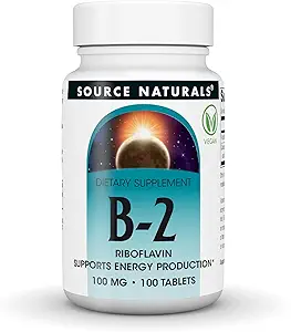 Πηγή Naturals Βιταμίνη B-2 Ριβοφλαβίνη 100 mg Υποστηρίζει την παραγωγή ενέργειας - 100 δισκία