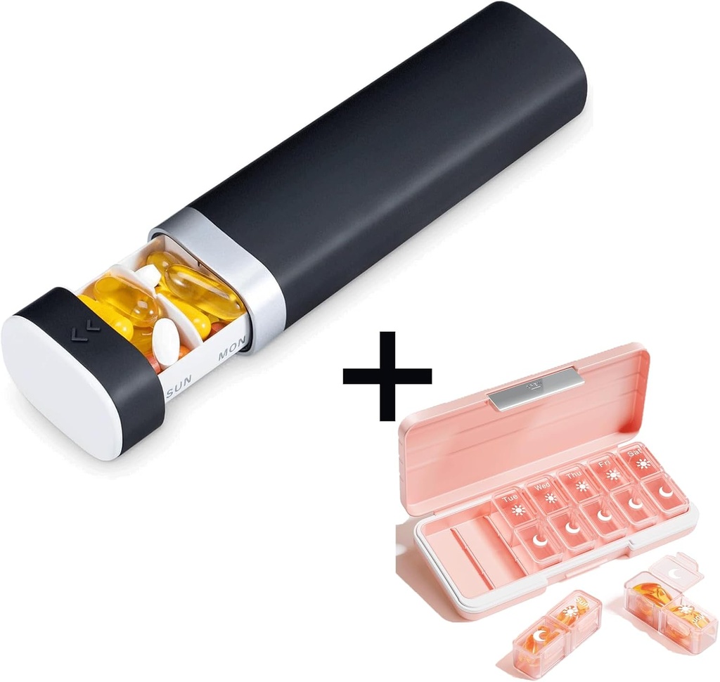 AM PM Pill Organizer 2 Times A Day, 7 Day Pill Box Weekly Pill Organizer Travel with Ayrı konteyner, Portatif Günlük Tıp Planlayıcı Vitamini Davası, Fish Oils, Supplements