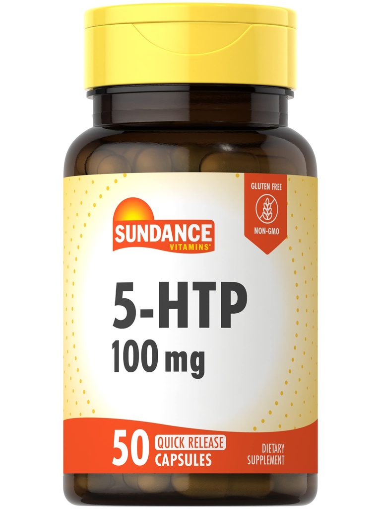 Sundance 5-HTP 100 mg | 50 Capsules | 5 Hydroxtryptophan | Non-GMO & Gluten Free Supplement Supplement