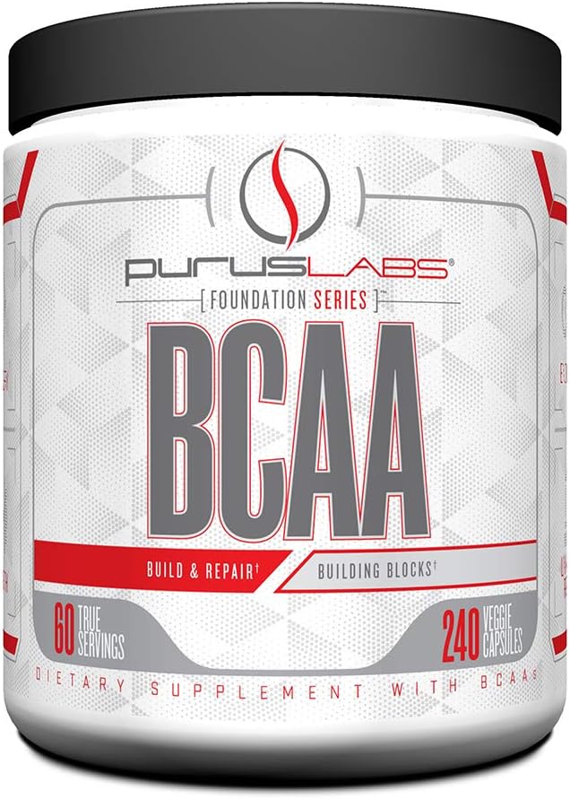 BCAA Capsules Tarafından Purus Labs Foundation Series | 2:1 Leucine, Valine, Isoleucine | For Recovery, Endurance, Strength and Muscle Building | 240 Capsules (60 Hizmet)