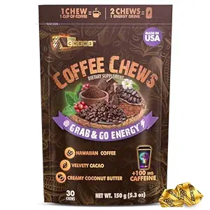 Kahve Chews - Grab & Go Energy, Temiz, Yeşil Caffeine başına 100 mg ile. Gerçek Organik Malzemelerle Low Sugar, Great Bold Taste & Long Lasting Energy Boost (30 Chews Pack)