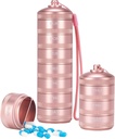 XHT Pink Weekly Metal Pill Organizer 7 Day 2 Times a Day - Estetik Sular AM PM Travel Pill Box, Heavy Duty Pill Holder and Medicine Pill Organizer for Vitamins, Fish Oil & Supplements