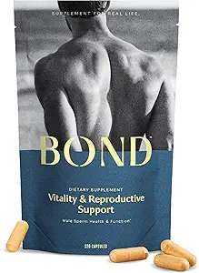 BOND Vitality - All-in-One Ανδρική Γονιμότητα συμπλήρωμα - Σύλληψη για Αυτόν, Συμπληρώματα γονιμότητας για τους άνδρες, Ανδρική Ευεξία συμπλήρωμα - CoQ10, Βιταμίνες B12, C, D, & E, Καταλάση, Σελήνιο - 120 κάψουλες
