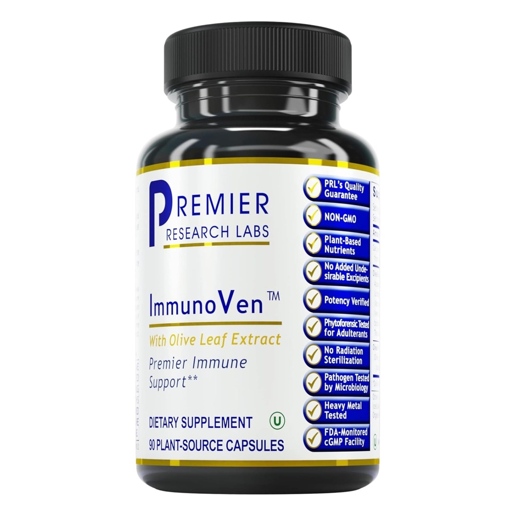 Premier Research Labs ImmunoVen - κάψουλες ανοσοποιητικής υγείας, κάψουλες εκχύλισης φύλλων ελιάς, ανοσοποιητικής υποστήριξης & καρδιάς, χάπια ευεξίας για άνδρες και γυναίκες - 90 κάψουλες χορτοφαγικής