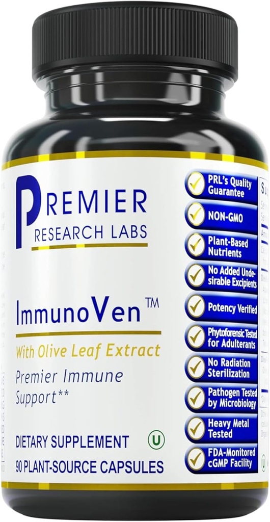 Premier Research Labs ImmunoVen - κάψουλες ανοσοποιητικής υγείας, κάψουλες εκχύλισης φύλλων ελιάς, ανοσοποιητικής υποστήριξης & καρδιάς, χάπια ευεξίας για άνδρες και γυναίκες - 90 κάψουλες χορτοφαγικής