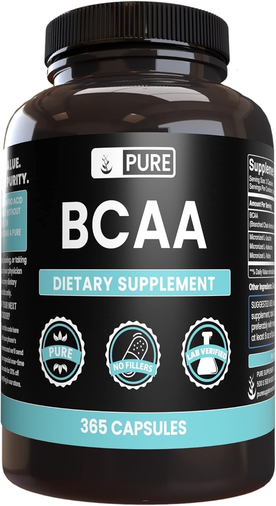 Pure Original Materialss BCAA (365 Capsules) Magnezyum Or Rice Fillers, Always Pure, Lab TY