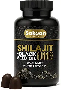 Erkekler ve Kadınlar için Saf Shilajit Gummies, Siyah Tohum Yağı ile Shilajit, Enerji için Yüksek Potency Pure Himalaya İmalatı, Immune Support ve Cognitive Function, Lab Tested Chewables