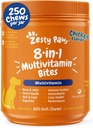 Zesty Paws Dog Multivitamin, Hip & Commons, Skin & Coat, Omega 3 Fish Oil for Dogs- Senior & Puppy Multivitamin - Chicken- 250ct