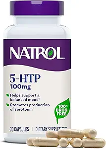 Natrol Mood + Stres 5HTP 100 mg, Bir Dengeli Mood için Diyetsel Supplement, Yetişkinler için Kapsüller, 30 Capsules, 30 Day Supply
