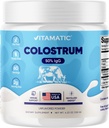 Vitamatic Bovine Colostrum Toz - 50% En Yüksek IgG -120 Gram - Gut Health için Tamam, Saç Büyüme, Güzellik, Kas Kurtarma ve Immune Desteği - Mix - Unflavored - 60 Hizmetler