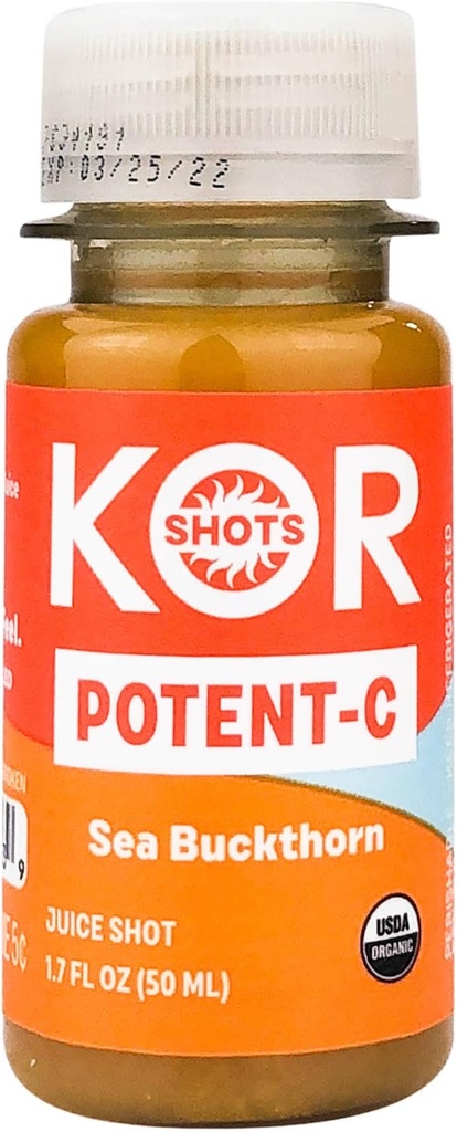 KOR Shots Sea Buckthorn και Baobab Shot - 1.7 Fl Oz - Potent C - Superfoods Βιταμίνη C Shot - USDA Certified Organic