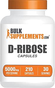 BulkSupplements.com D-Ribose Capsules - Ribose Supplement, for Energy Support - Gluten Free, 7 Capsules per Service (5000 mg), 210 Count (1.5 $)