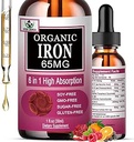 C,6-in-1 sıvı Supplement w/Vitamin B12,Vitamin B6, Yüksek Aborpsiyonik Demir Durağı Red Blood Hücreleri ve Immune Desteği için,Non-GMO, Gluten Ücretsiz