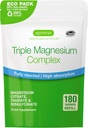 Igennus Superior Triple Magnesium Complex, Πλήρως Αντιδραστικό & Χηλικό Γλυκινικό, Ταυρικό & Κιτρικό, Καθαρό Ετικέτα, Υψηλή βιοδιαθεσιμότητα & Απορρόφηση, 180 δισκία, Vegan, Μη Μπουφερμένο