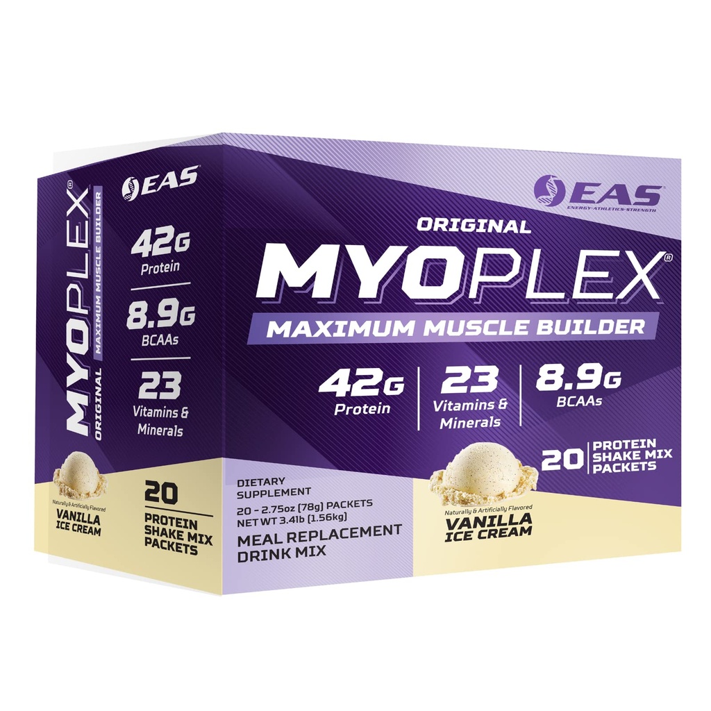 Deneysel ve Uygulamalı Bilimler EAS Original Myoplex maximum Muscle Builder | Meal Change Protein İçecek Mix | Kalite proteini | 42g Protein | 20 Bireysel Paketler (Vanilla Ice Cream)