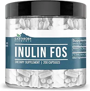 Earthborn Elements Inulin FOS 200 Capsules, Pure & Undiled, No Wordss