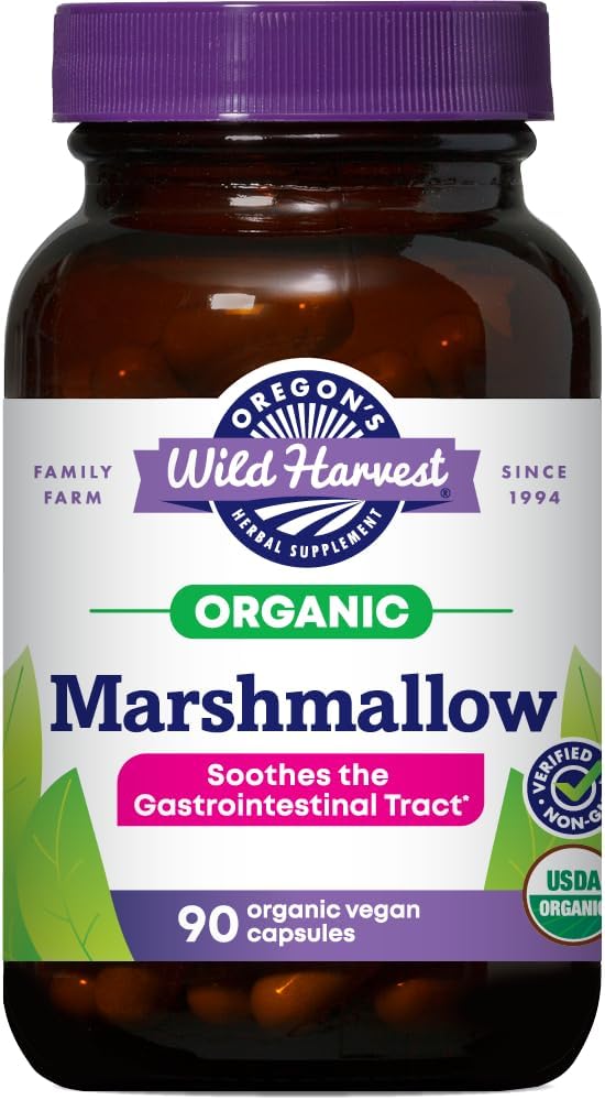 Oregon'un Wild Harvest Marshmallow Organik Herbal Supplement, 90 Kont