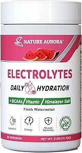 Elektrolytes Toz No Sugar, Fresh Watermelon Electrolyte Toz, Hydration Toz, Himalaya Salt, BCAAs ve B-Vitamins, No Calories, Sugar Free Keto Electrolyte Drink - 90 Servisler