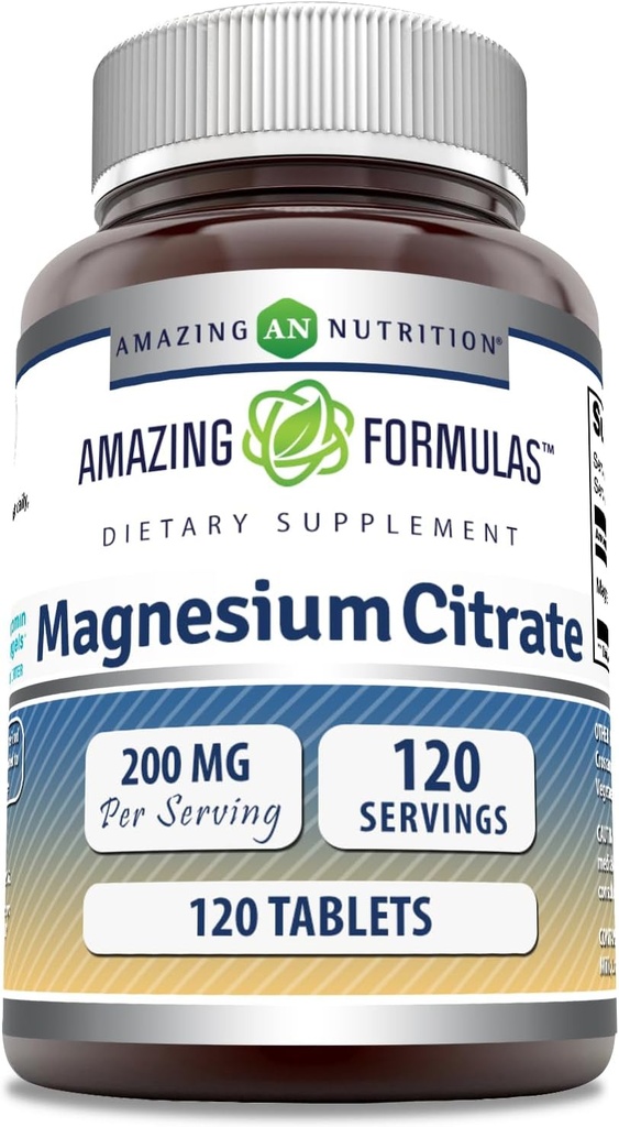 Şaşırtıcı Formulaler Magnezyum Citrate | 200 Mg Tabletler | Mineral Supplement | Non-GMO | Gluten Free | Made in USA (1 Pack, 120 Count)