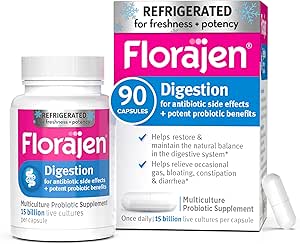 Florajen Digestion Probiyotik - Advanced Gut Health Supplement for Constipation & Bloating Relief - 15 Milyar Canlı Kültür - Çok katmanlı Formula - Potency & Freshness için Soğutmalı - 90 Capsules