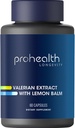 ProHealth Valerian Extract + Lemon Balm (60 Capsules) 160 mg Valerian + 80 mg Lemon Balm | Rahatlama ve Uyku Desteği | No Morning Grogginess | Vegan | Gluten Free | Soy Free | Soy Free |