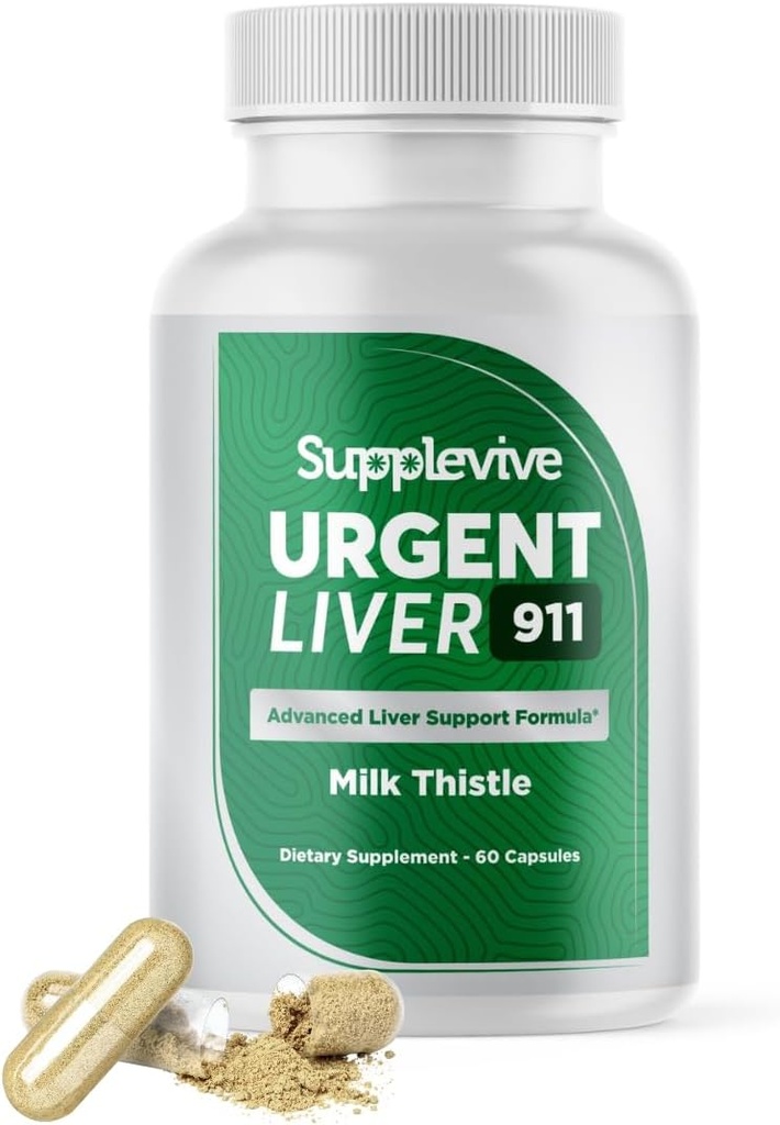 Urgent Liver 911 Herbal Liver Support Supplement Liver Cleanse Detox & Formula with Milk Thistle Silymarin Dandelion Root and Artichoke Extract for Liver Health, 60 Capsules (1)