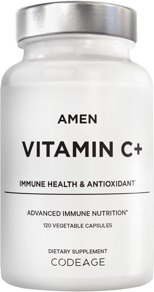 Amen Vitamin C+ Supplement with çinko, Bioflavonoids, Quercetin, Rose HIPS, Elderberry – Vegan, Non-GMO – 2 Ay Supply - 120 Capsules