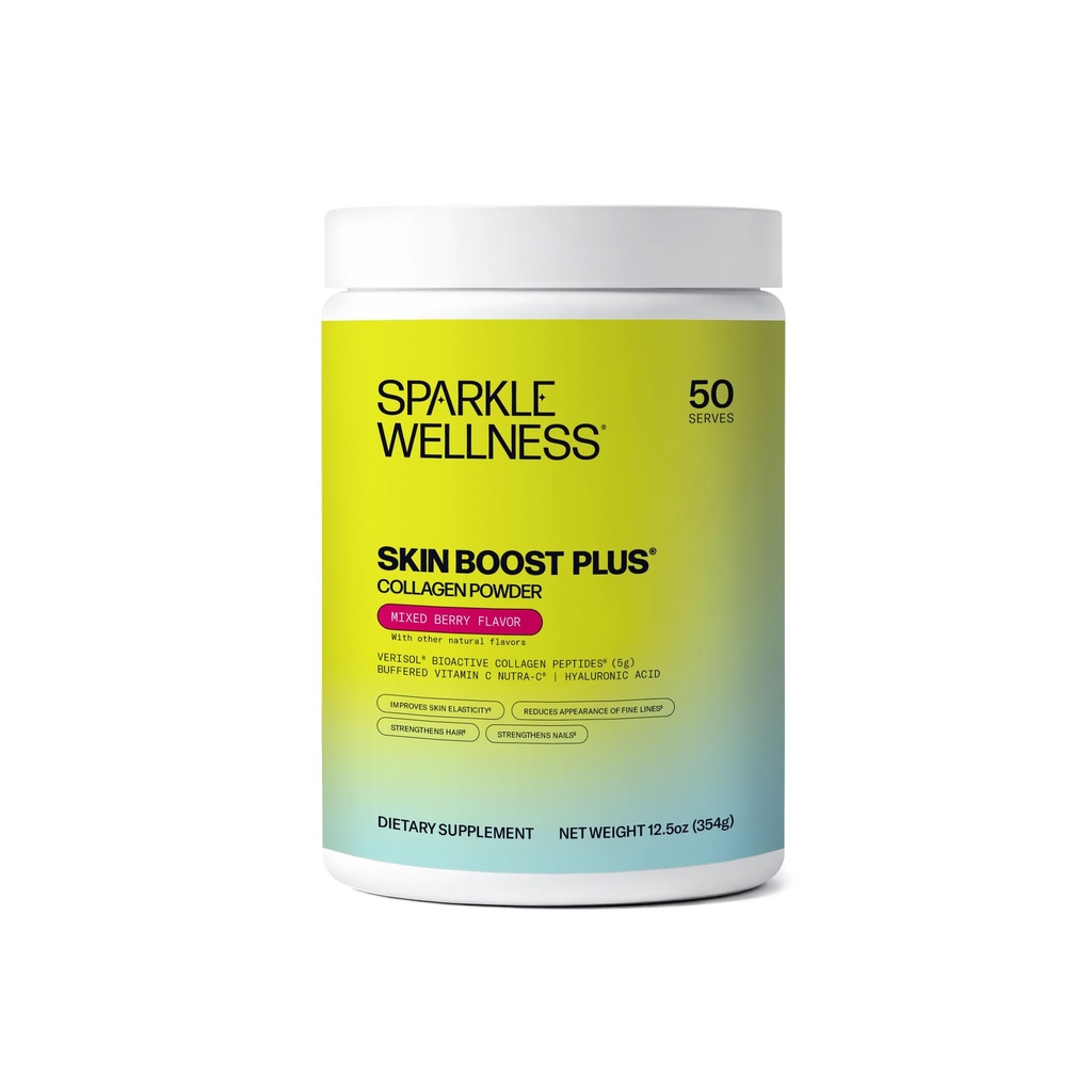 Sparkle Wellness VERISOL Bioaktif Hydrolyzed Collagen Peptides | C & Hyaluronic Acid for Hair, Skin, and Nail Health | Skin Boost Plus (Mixed Berry) [50-Serves]
