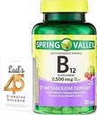Spring Valley Vitamin B12 Quick-Dissolve Tabletler Diyetsel Tamam | Vitamin B12 2500 mcg | B Vitaminler | Kadınlar ve Erkekler için B12 Kompleks | Lual's 45 Diacoded