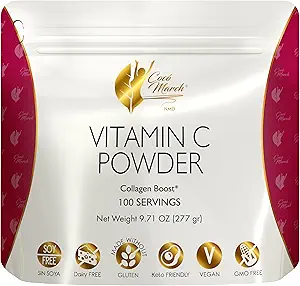 Cocó March N.M.D 1000 mg Vitamin C Powder- for Collagen Production & Immune Support, Zinc, Bromelain, Quercetin, L-Lysine - Free from: Gluten Dairy, Soy, GMOs, Vegan and Keto Friendly 10 Oz