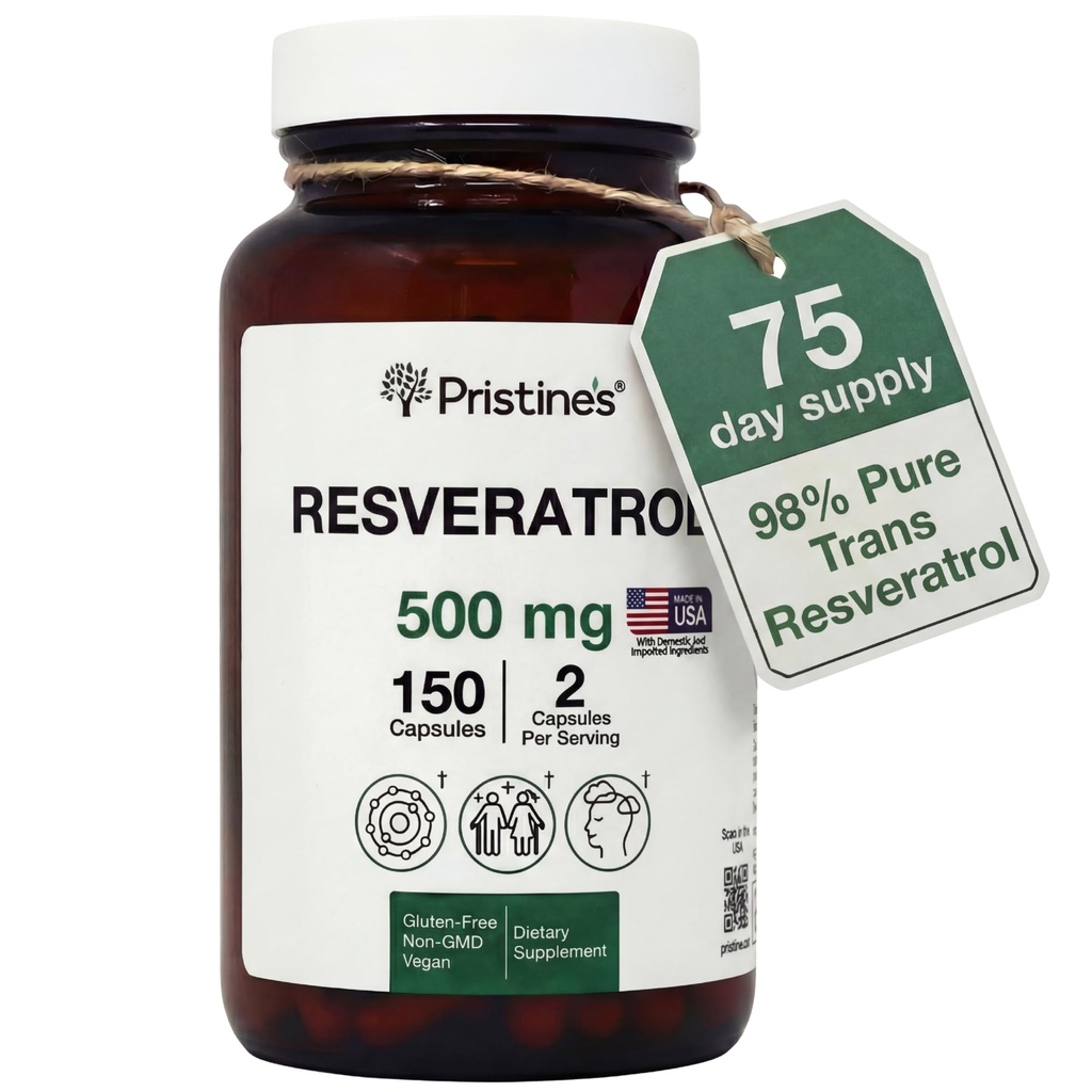 PRISTINE'S Resveratrol 500MG 75 Day Supply Anti Aging Antioksi & Heart Health Supplement Capsules - Brain & Lung Health Faydaları