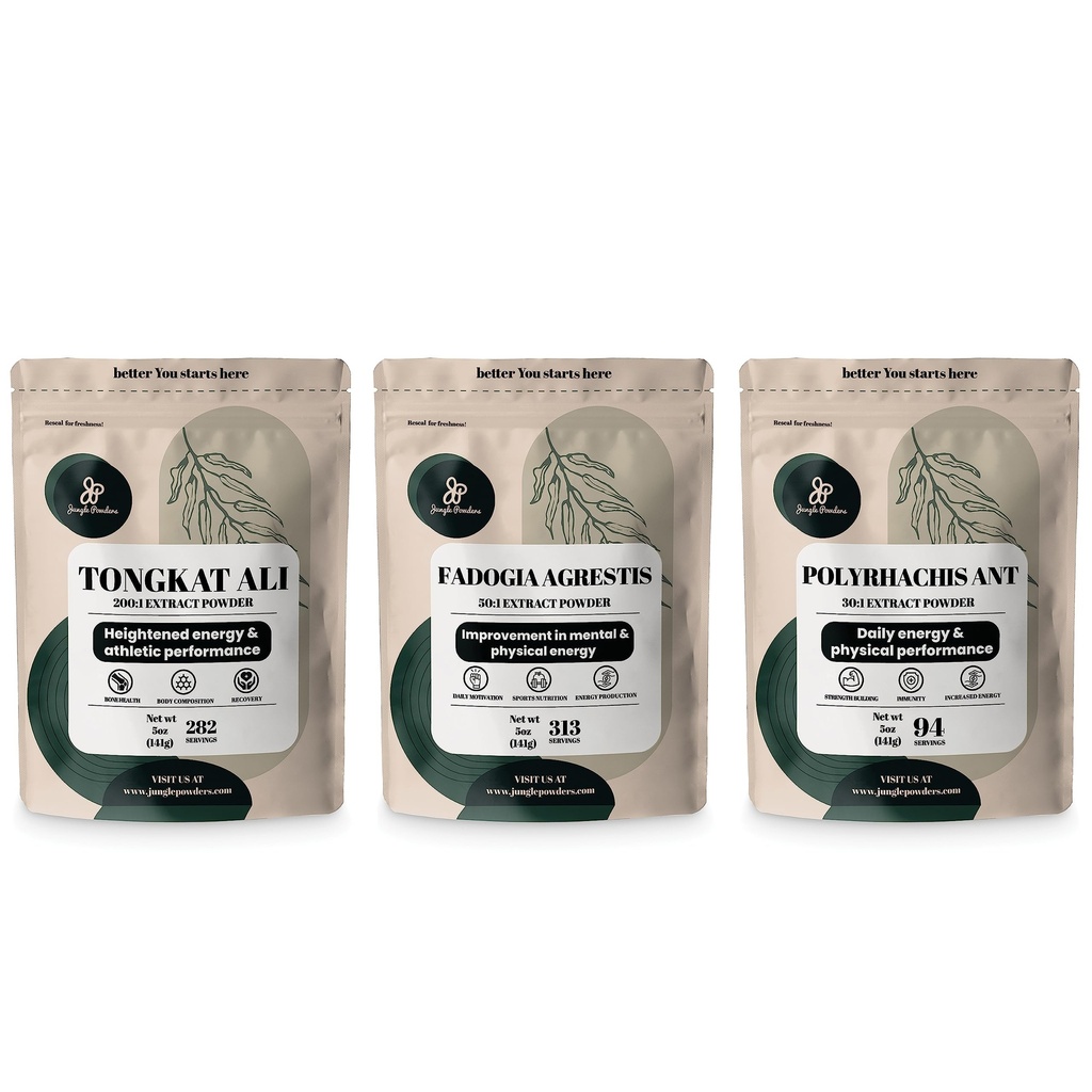 Jungle Tozs Tongkat Ali for Men 282 Servisler, Fadogia Agrestis Extract Toz 313 Hizmetler, Black Ant 30:1 Concentration 94 Services 5oz Supplement Mens Health Support for Drive & Passion