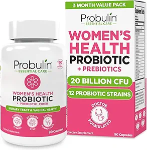 Probulin Womens Probiyotik - Vaginal, UT, Gut & Immune Health with Lactobacillus Reuteri - 20 Milyar CFU, 12 Probiyotik Strains & Prebiyotiks - 90 Vegan, Gluten Free Capsules for Whole-Body Wellness Wellness