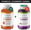 Sugar-Free Vitamin D Gummies (60 Gummies) ve Elderberry Gummies (180 Gummies) – Immune Support Sche, Gelatin-Free, Gluten-Free, Vegetarian, All Natural, Great Tasting