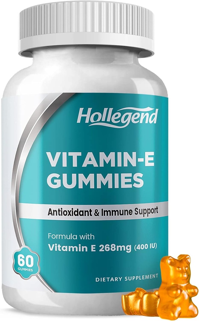 Βιταμίνη E Gummies 268mg 400 IU, Φυσική βιταμίνη Ε Chewable συμπλήρωμα για ενήλικες, γυναίκες & άνδρες, δέρμα & ανοσοποιητική υγεία, αντιοξειδωτικό, πορτοκαλί γεύση, 60 Count