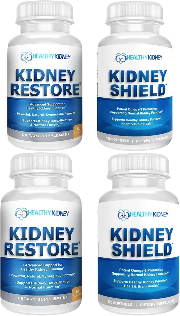 Kidney Rest & Kidney Shield 4-Pack Pack Pills - Natural Kidney Support Supplement for Kidney Cleanse Detox & Tamir - Kidney Function & Kidney Health Supplement to Support Kidney Function