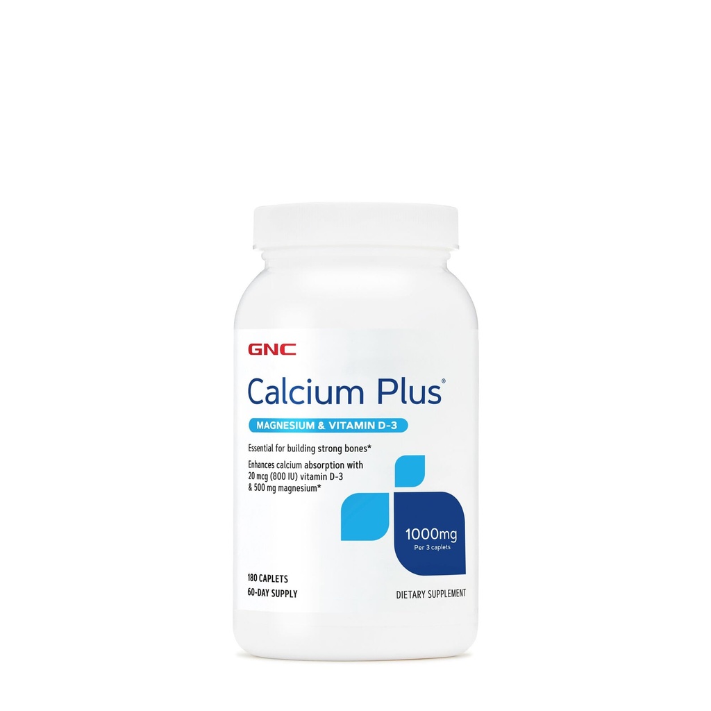 GNCuba Plus Magnezyum & Vitamin D-3 1000 mg, Güçlü Bones, 180 Count