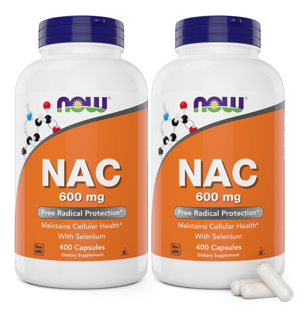 Now NAC 600 mg, 400 Capsules (Pack of 2), N-Acetyl Cysteine with Selenium