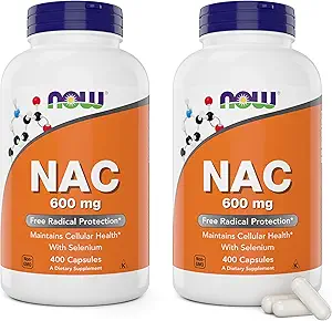 Now NAC 600 mg, 400 Capsules (Pack of 2), N-Acetyl Cysteine with Selenium